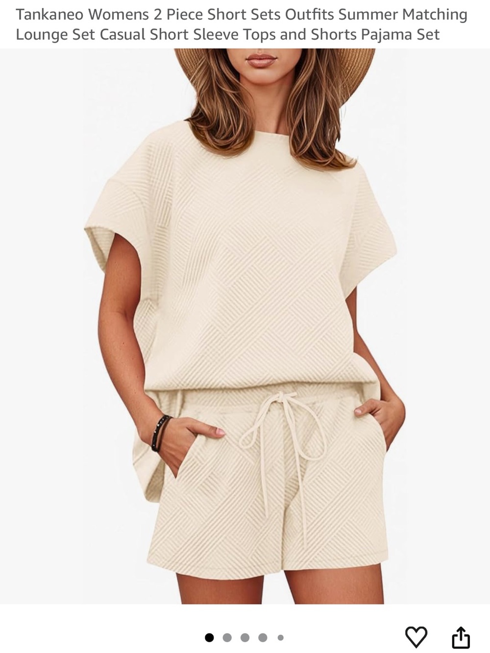 Women's Cream Textured Short Set - Picture 6 of 6